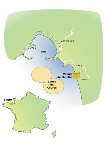 Plan montrant les positions d'Erquy et de Caroual.